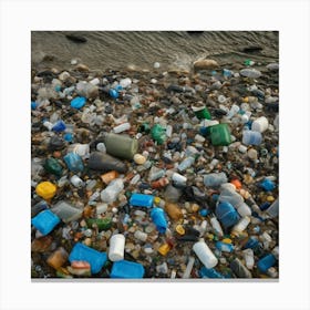 Plastic Trash On The Beach Canvas Print