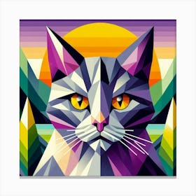 Thistle Low Poly Cat Canvas Print