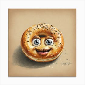 Bagel With Eyes 1 Canvas Print