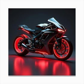 Super Bike With Neon Red Underglow And A Sleek Metal Frame 1 Canvas Print