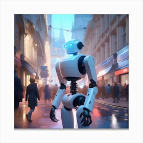 Robot In The City 72 Canvas Print