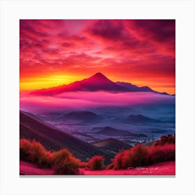 Sunset Over A Mountain Canvas Print