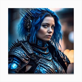 Blue Haired Warrior Canvas Print