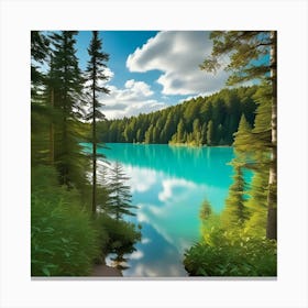 Blue Lake In The Forest 13 Canvas Print