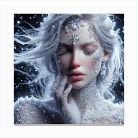 Beautiful Woman In Snow Canvas Print