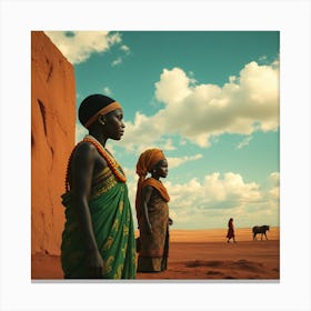 African Women In The Desert Canvas Print