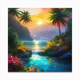 Tropical Landscape Painting 2 Canvas Print