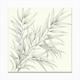 Line Art bamboo leaves 1 Canvas Print