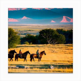 Horses In The Grass 1 Canvas Print