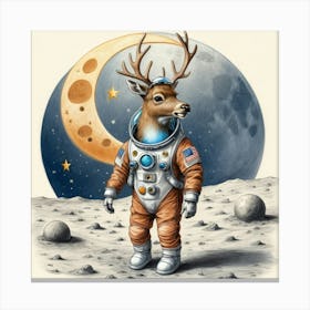 Astronaut Deer 2 Canvas Print