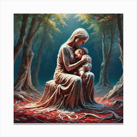 Mother And Child In The Forest Canvas Print