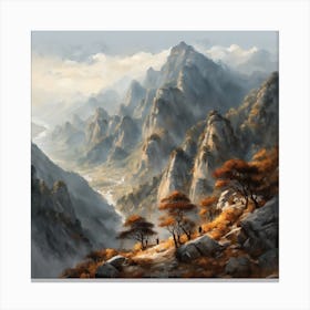 Chinese Mountains Landscape Painting (130) Canvas Print