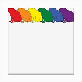 Row of Pride Flag Colored Capybaras Canvas Print