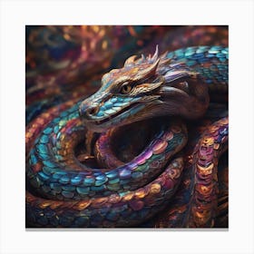 An enchanting quantum serpent, optimistic painting Canvas Print