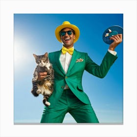 A Fashionable Adult Businessman In A Green Summer Suit Coupled With A Vibrant Yellow 3 Piece Access Canvas Print