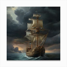 Ship In Stormy Sea.9 Canvas Print