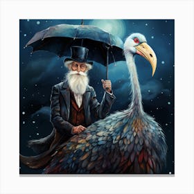 Old Man And Ostrich Canvas Print