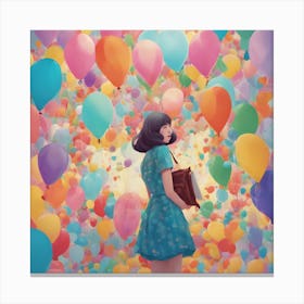 Girl With Balloons Canvas Print