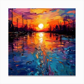 Sunset Over The Water 2 Canvas Print