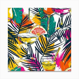 Seamless Pattern With Tropical Drinks 4 Canvas Print