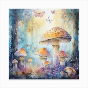 Mushrooms In The Forest 3 Canvas Print