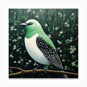 Ohara Koson Inspired Bird Painting Cowbird 2 Square Canvas Print
