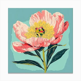 Peony 1 Square Flower Illustration Canvas Print