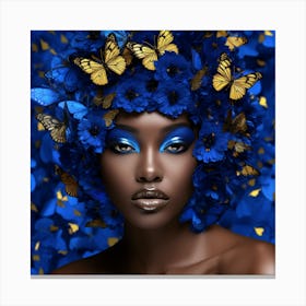 Blue Beauty With Butterflies 2 Canvas Print