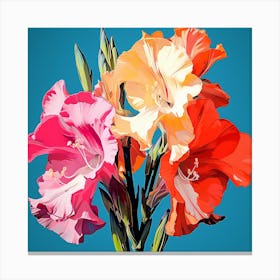 Andy Warhol Style Pop Art Flowers Gladiolus 4 Square Canvas Print