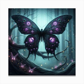 Dark Butterfly In The Forest Canvas Print