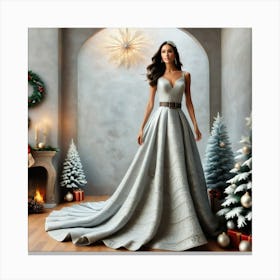 Christmas Wedding Dress Canvas Print