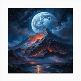 Full Moon Over Mountain 1 Canvas Print