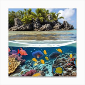 Coral Reef And Tropical Fishes Canvas Print