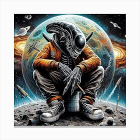 Aliens On The Moon Canvas Print