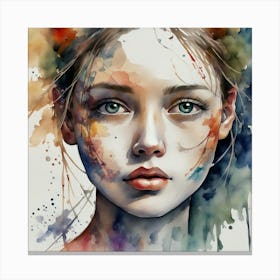 Watercolor Of A Girl 33 Canvas Print