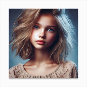 Portrait Of A Girl With Blue Eyes 2 Canvas Print