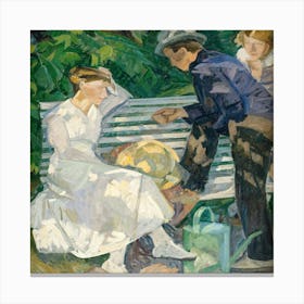 Family On A Bench Canvas Print