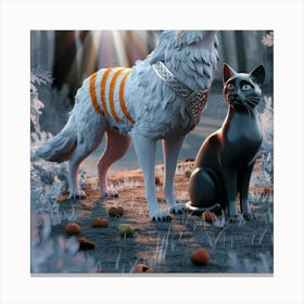 Wolf And Cat Canvas Print