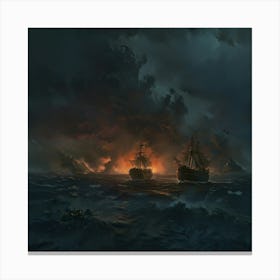 Pirate Ships In The Sea Canvas Print