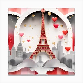 Valentine'S Day Paris textured monochromatic Canvas Print
