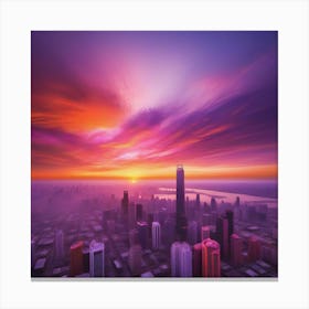 Sunset In City Canvas Print