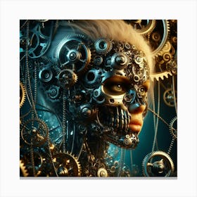 Robot Woman With Gears Canvas Print