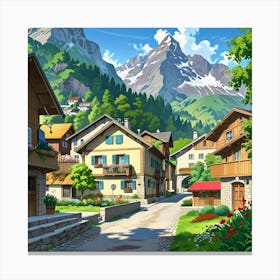 Village In The Mountains 5 Canvas Print