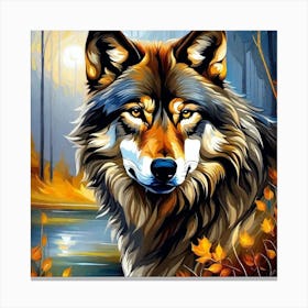 Wolf With Cup Of Tea Canvas Print by Noctarius - Fy