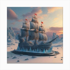 Beautiful ice sculpture in the shape of a sailing ship 5 Canvas Print