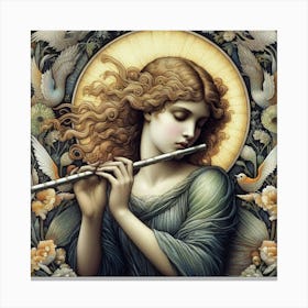 Angel Playing Flute Canvas Print