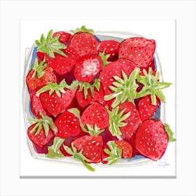 Pint Of Strawberries Square Canvas Print