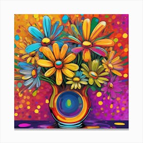 A Daisy Flowers Vase Art 1 Canvas Print