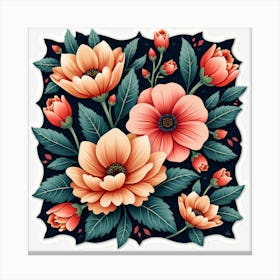 Flowers In A Square Canvas Print