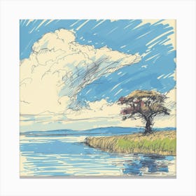 A Lake Nakuru In Kenya Hand Drawn Sketch Illustr 1720351378 2 Canvas Print